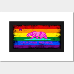 California Republic LGBTQ Pride Grunge Flag Posters and Art